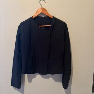 Women's Athleta Double Zipper Asymmetrical Black Jacket Size S Zippered Sleeves.